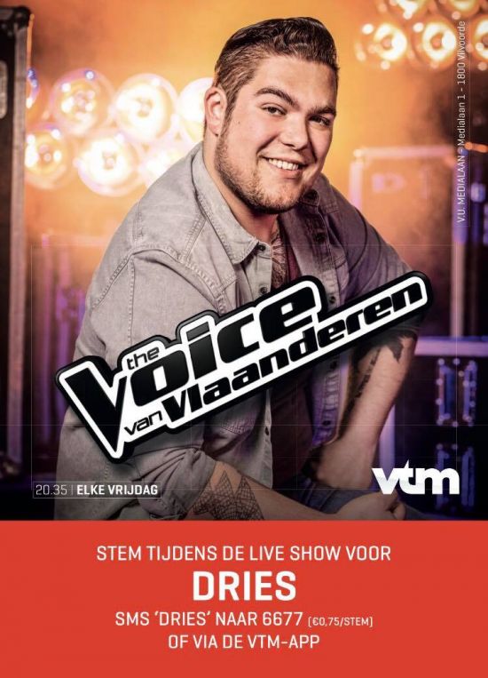 Dries De Vleminck naar liveshows The Voice van Vlaanderen