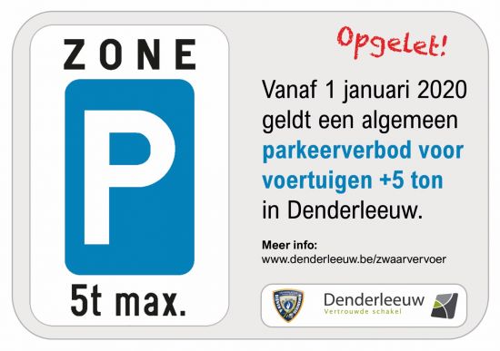 Parkeerverbod voor voertuigen + 5 ton vanaf 1 januari 2020